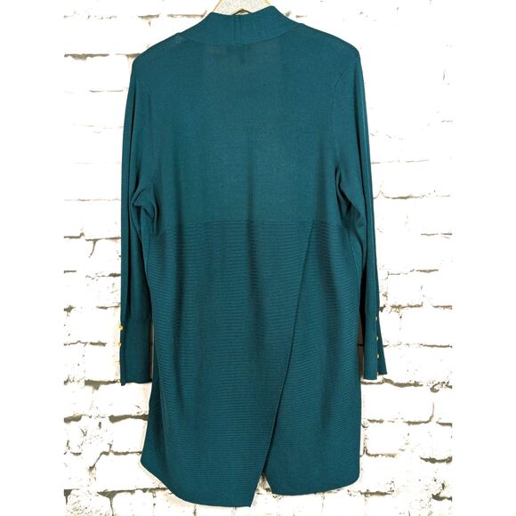 LANE BRYANT Open-Front Longline Fine Knit Cardigan Forest Green Christmas 14/16 - Picture 4 of 7